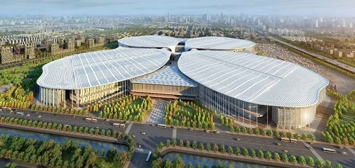 bird's-eye view of the largest exhibition center in Shanghai National Exhibition and Convention Center (NECC)