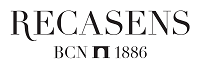 black and white logo with writting  Recasens 1886