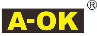 yellow writing on black background says A-OK brand name